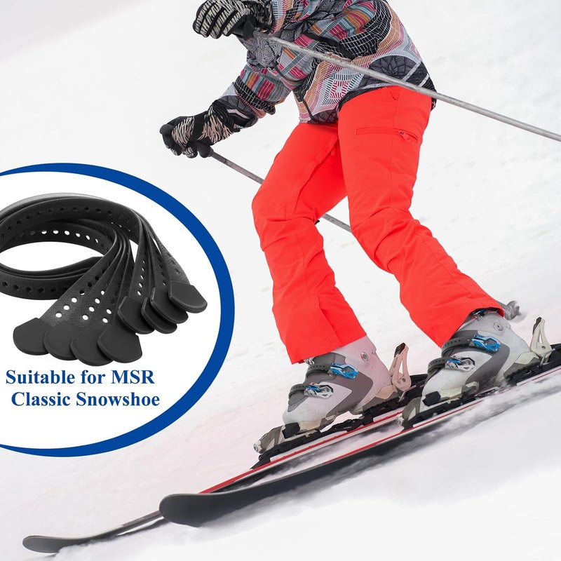 Vincreem 18" Classic Snowshoe Strap Kit Black Skiing Boot Wraps Ties Adjustable Snowshoes Replacement Straps for Skiing - Image 3
